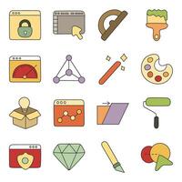Set of Graphic Tools Flat Icons vector