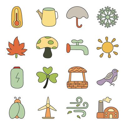 Set of Eco and Nature Linear Icons