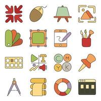 Set of Web and Graphic Flat Icons vector
