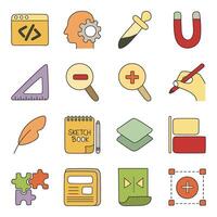 Set of Graphic Designing Flat Icons vector