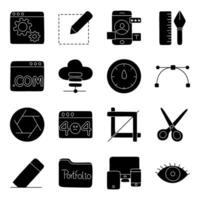 Set of Design Tools Solid Icons vector