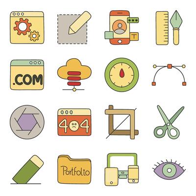 Set of Design Tools Flat Icons