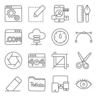Set of Design Tools Linear Icons vector