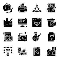Set of Designing Solid Icons vector