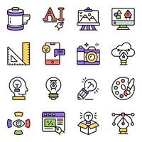 Set of Graphic Designing Flat Icons vector