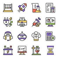 Set of Science and Technology Flat Icons vector