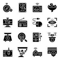 Set of Science and Ai Solid Icons vector