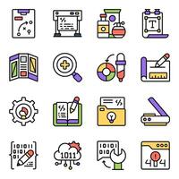 Set of Art and Designing Flat Icons vector