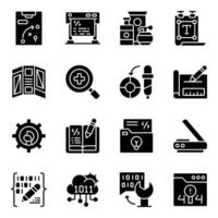 Set of Art and Designing Solid Icons vector