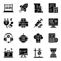 Set of Science and Technology Solid Icons vector