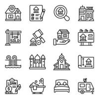 Set of Property Linear Icons vector