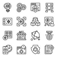 Set of Bitcoin Linear Icons vector