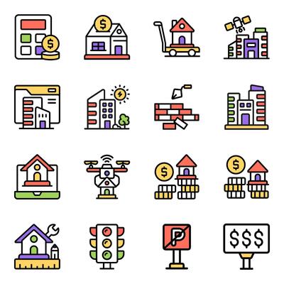 Set of Estate and Property Flat Icons