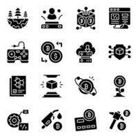 Set of Virtual Reality Solid Icons vector