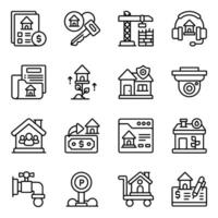 Set of Buildings Linear Icons vector