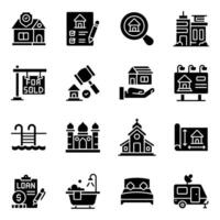 Set of Property Solid Icons vector
