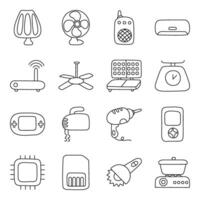Pack of Appliances and Devices linear Icon vector