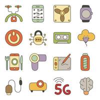 Set of Data and Technology Flat Icons vector