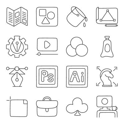 Set of Ps Tools Linear Icons