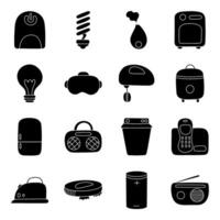 Pack of Electronics Devices solid icon vector