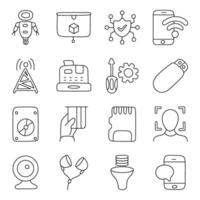 Set of Techno Linear Icons vector