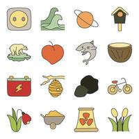 Set of Ecology and Nature Linear Icons vector