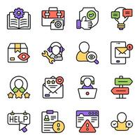 Pack of Customer Support And Rating Flat Icon vector