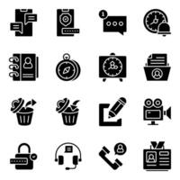Set of Interface Solid Icons vector