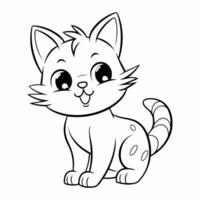 Clean line cat icon for coloring. vector