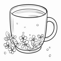 Clean line mug icon for coloring. vector