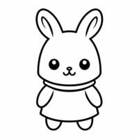Clean line rabbit icon for coloring. vector
