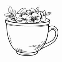 Clean line cup icon for coloring. vector
