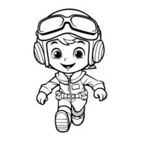 Clean line pilot icon for coloring. vector