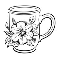 Clean line cup icon for coloring. vector