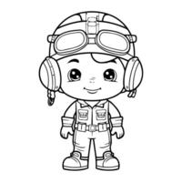 Clean line pilot icon for coloring. vector