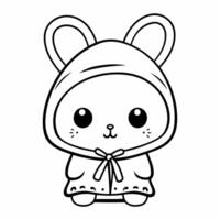 Clean line rabbit icon for coloring. vector