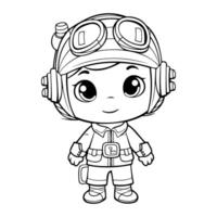 Clean line pilot icon for coloring. vector