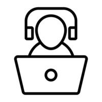 A line design icon of help desk vector