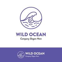 Wild Ocean Waves Surfing Logo Design vector