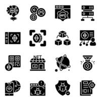 Set of Bitcoin Solid Icons vector