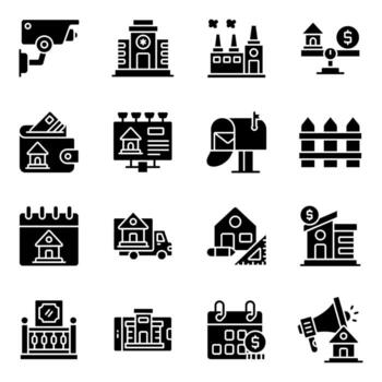 Set of Architecture Solid Icons vector