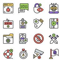 Pack of Cyber Hacker Flat Icon vector