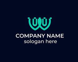 Letter W power, tech and technology modern logo design template vector