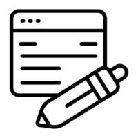 A line design icon of web writing vector