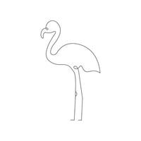 Flamingo single line art, continuous one line drawing of Isolated outline art black white background vector