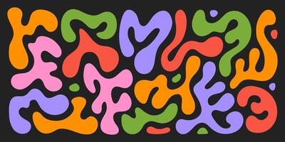 Abstract set liquid organic shapes. Colorful wavy bubbles and drops in trendy y2k style vector