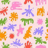 Colorful seamless pattern with abstract liquid shapes on a pastel background. Trendy playful children print vector