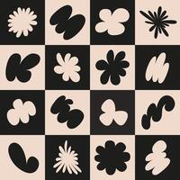 Abstract seamless pattern with simple funky groovy shapes. Brutal background in style y2k, 00s. Black and beige colors. Modern collage vector