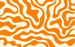 Abstract horizontal background with colorful waves. Trendy illustration in style retro 60s, 70s. Orange and beige colors vector