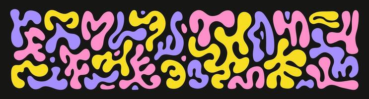 Abstract set liquid organic shapes. Colorful wavy bubbles and drops in trendy y2k style. vector